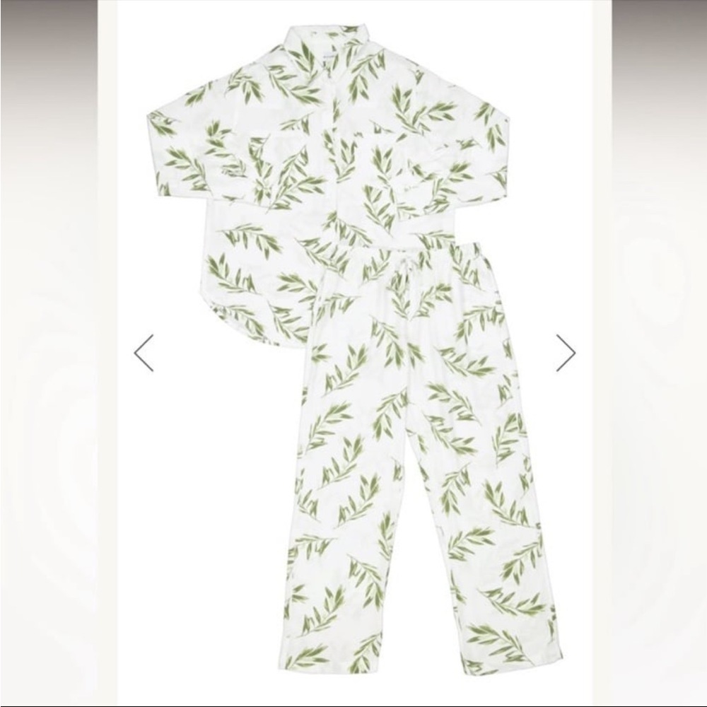 NWT Piyama pajama sleep set women’s XS  Marlon olive leaf long sleeve and pants